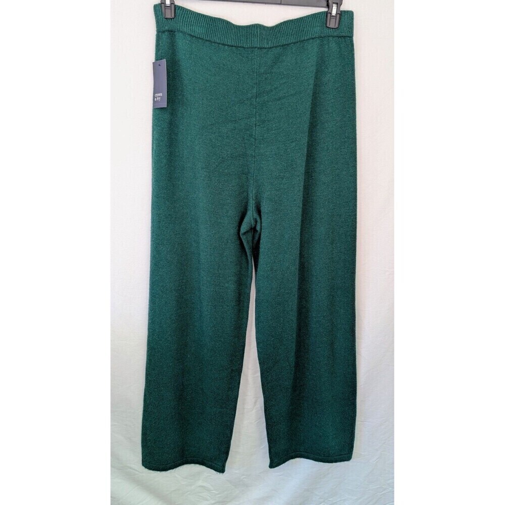 Crown & Ivy Women’s XL Lounge Knit Pants Green Wide Leg Soft NWT